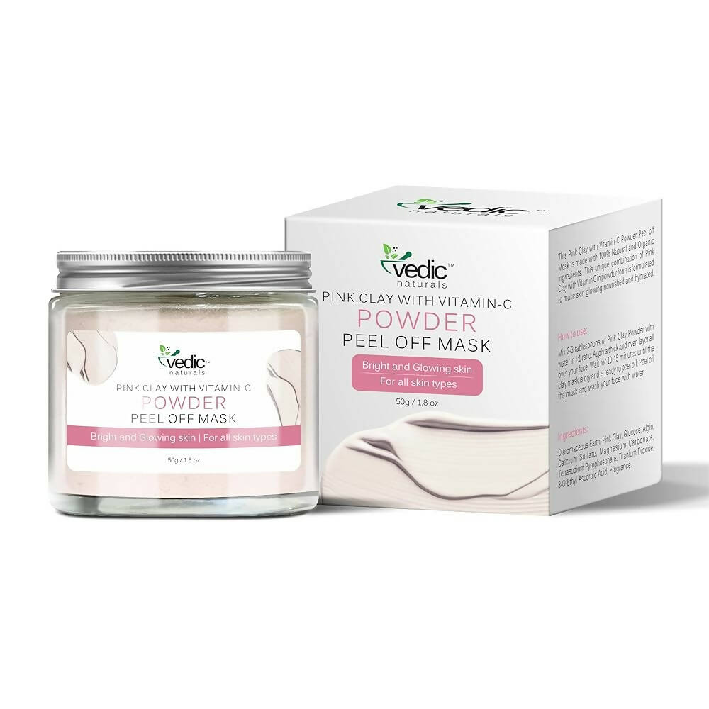 Vedic Naturals Pink Clay With Vitamin-C Powder Peel Off Mask | Grocsy