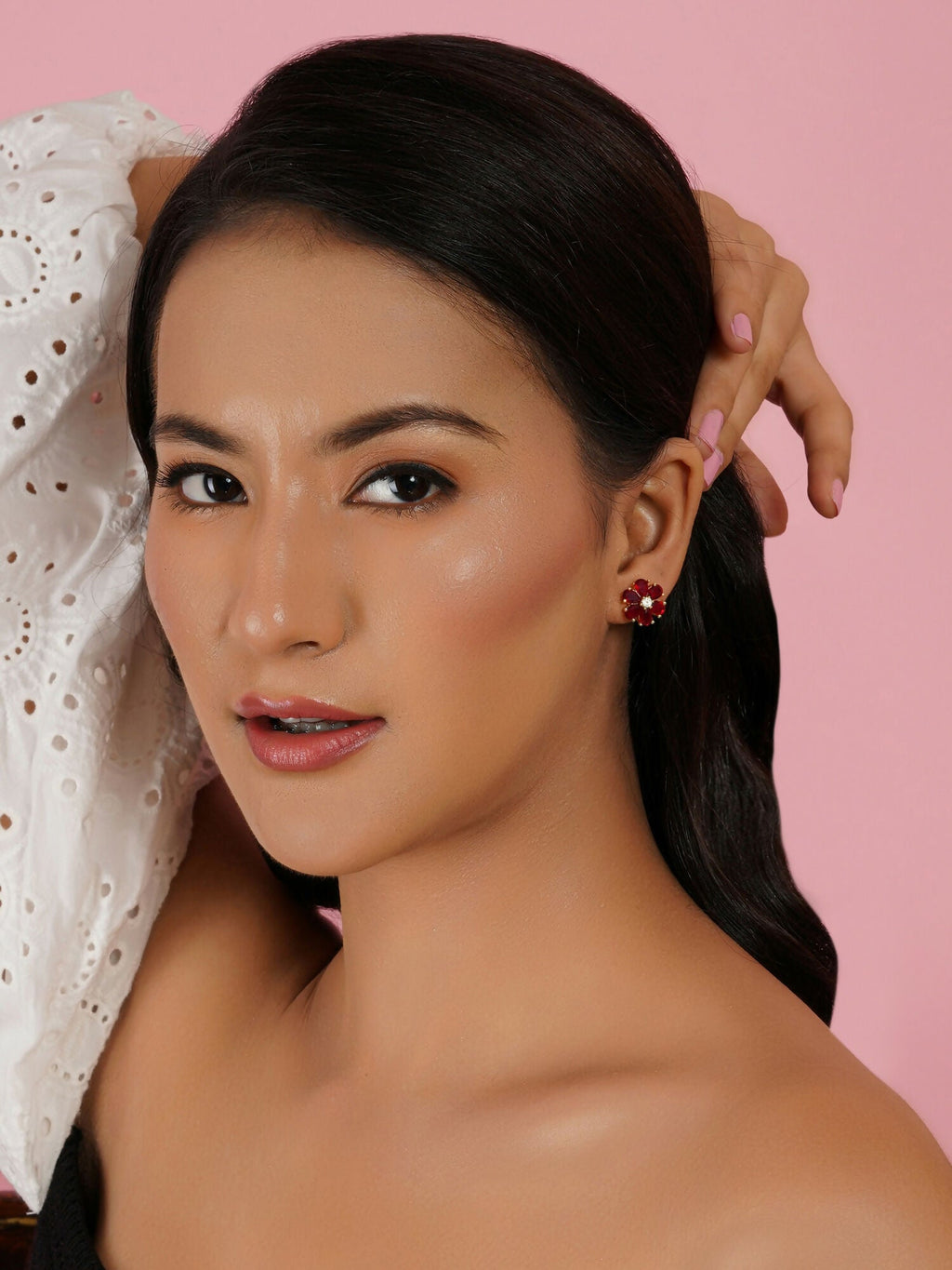 stone stud (Red) - Ruby Raang | Grocsy