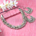 Mominos Fashion Johar Kamal Oxidised Silver-Plated Meena Work Choker Set | Grocsy