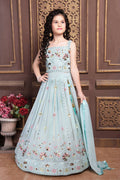 Kids Functional Designer Sky Georgette Lehenga Choli - Aaradhna | Grocsy