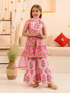 Joban Fashion Girl's Pink Color Sharara Set | Grocsy