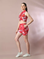 Myshka Women's Multi Printed Shirt Collar Party Top With Shorts Co-ord set | Grocsy