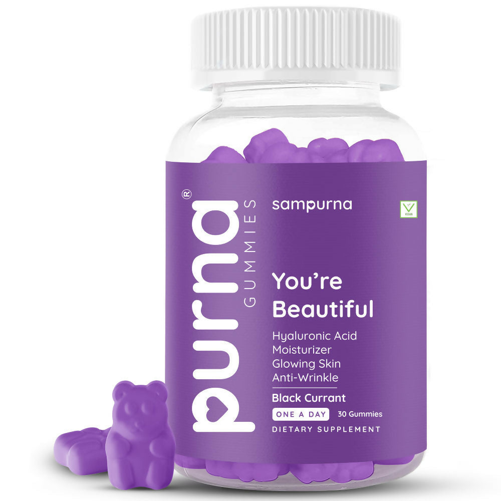 Purna Sampurna You're Beautiful Hyaluronic Acid Gummies - Black Currant | Grocsy