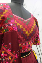 Multi Color Viscose Rayon Thread Embroidered Navratri Lehenga Choli with Dupatta - Raas | Grocsy