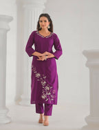 Festive Ethnic Viscose Rayon Purple Stitched Suit With Dupatta - Rashmika | Grocsy