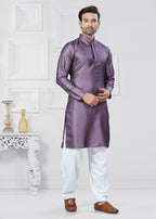 Joban Fashion Men's Jacquard Silk Purple Printed Kurta Pyjama set | Grocsy