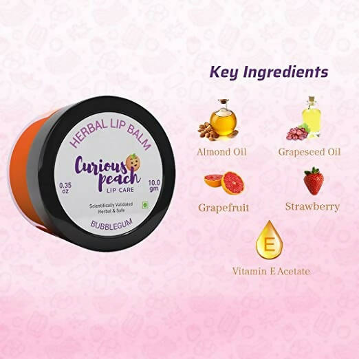 Curious Peach Herbal Lip Balm Bubble Gum | Grocsy