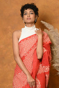 Very Much Indian Handblock Printed Cotton Saree With Natural Dyes - Orange | Grocsy