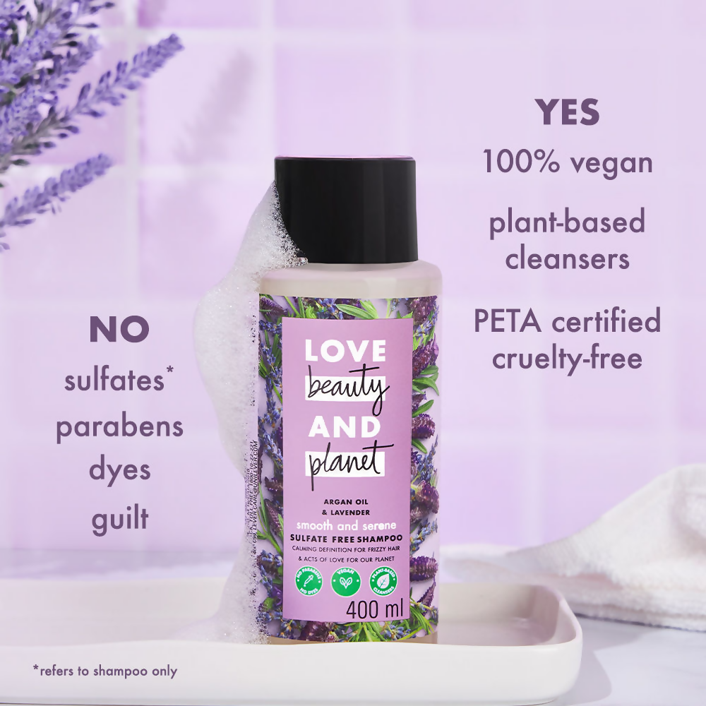 Love Beauty And Planet Argan Oil And Lavender Sulphate Free Shampoo For Dry & Frizzy Hair | Grocsy