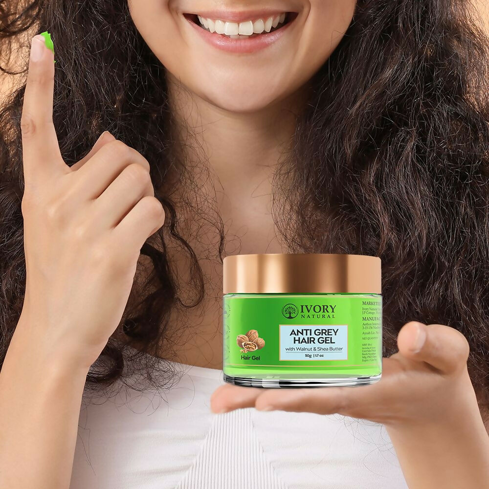 Ivory Natural Grey Gel For Hair Restore Natural Dark Shine And Luster | Grocsy