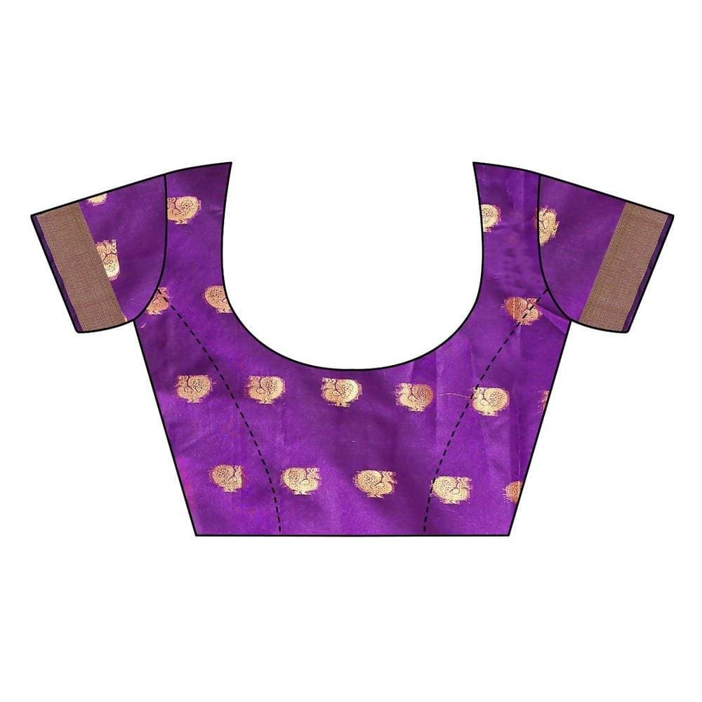 Vamika Banarasi Jacquard Weaving Violet Saree (Shining Violet) | Grocsy