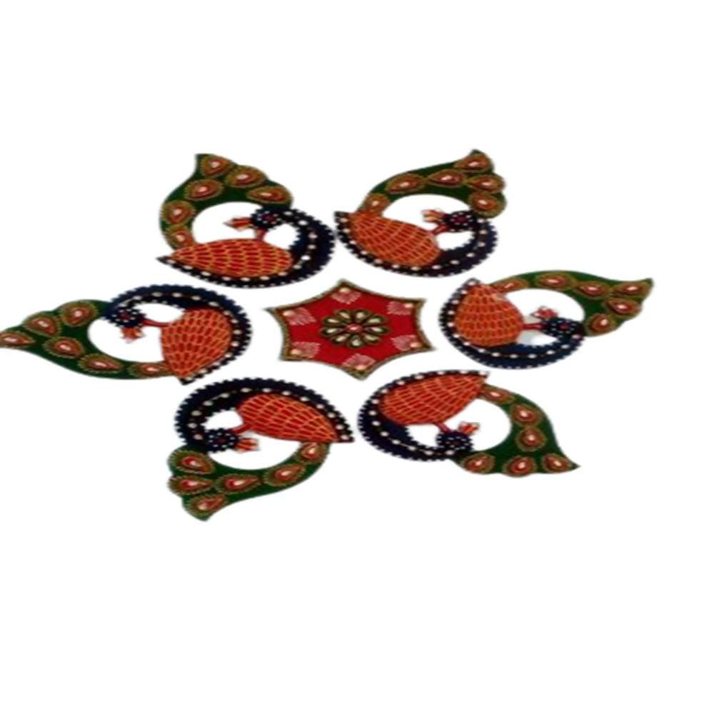 Kundan HandiKrafts MDF Designer Peacock Rangoli With Paper Mache Work | Grocsy