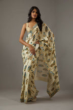 Partywear Designer Pastle Bright Moss Fancy Saree - Durga | Grocsy