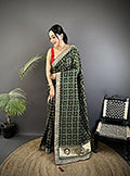 Joban Fashion Dark Green Bandhej Bandhani Vichitra Silk Bandhani Prints Saree | Grocsy