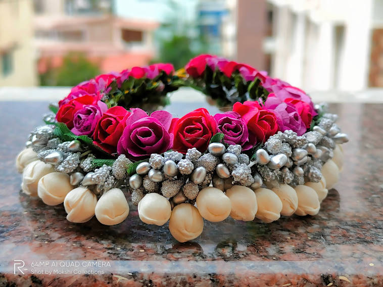 Multicolor Flower Bridal Hair Gajra | Grocsy