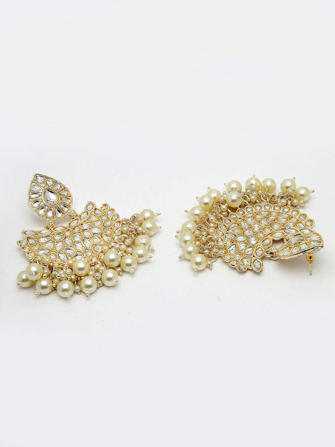 NVR Women Gold-Polished Kundan Chandbali Earrings | Grocsy
