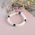 NVR Men & Women White Marbel Crystal Elasticated Bracelet | Grocsy