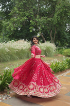 Lorenvalley Ranipink Rangoli Silk Heavy Sequins & Thread Embroidered work Lehenga Choli | Grocsy