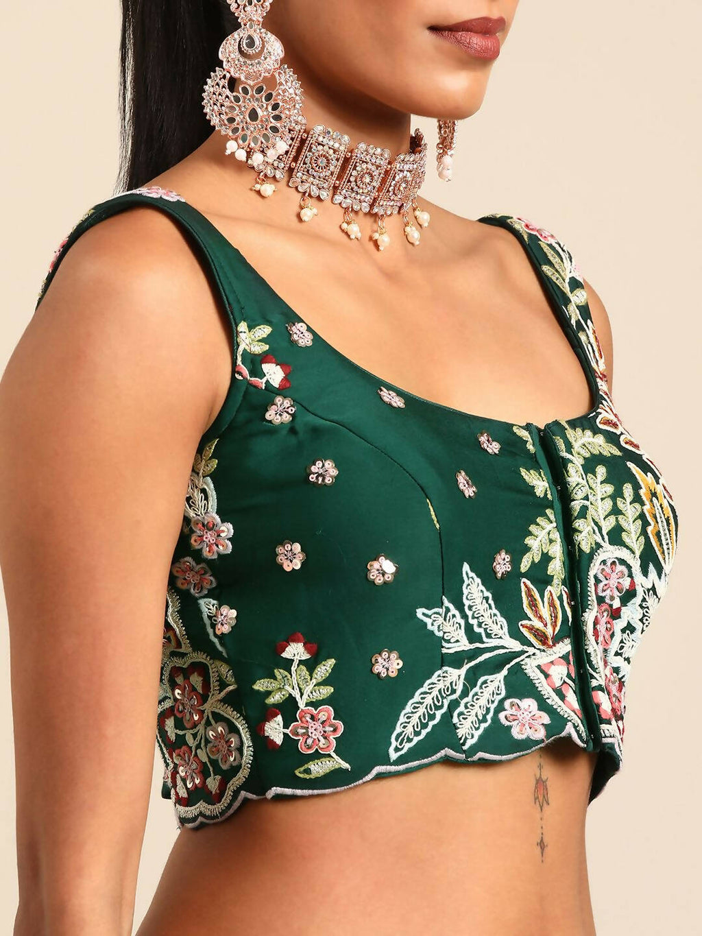 House of Panchhi Green Georgette Sequins and thread embroidery Lehenga choli & Dupatta | Grocsy