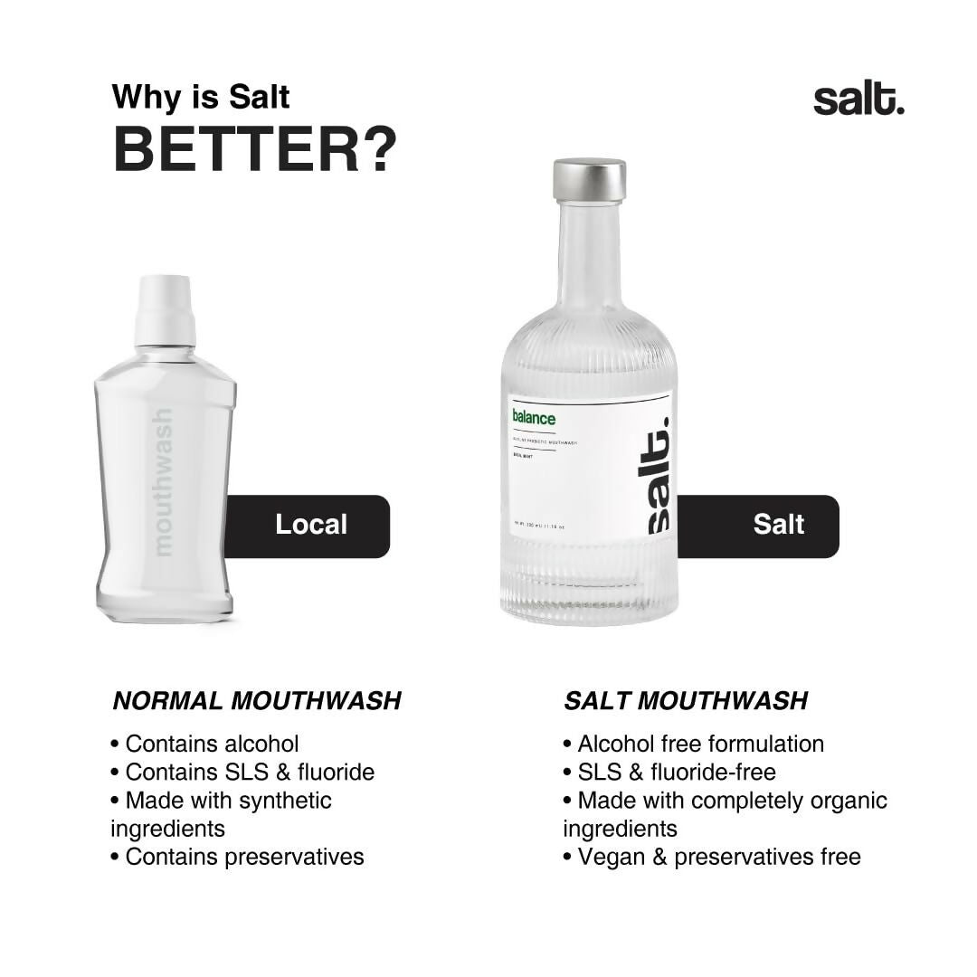 Salt. Oral Care Balance Mouthwash Natural Alkaline Probiotic Mouthwash with Basil Mint | Grocsy