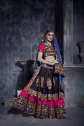 AI Fashion Black-Pink Art Silk Designer Navratri Lehenga Choli Collection | Grocsy