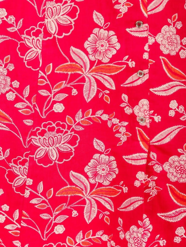 Aramya High Low Soft Cotton Floral Print Women's Kurta - Red | Grocsy