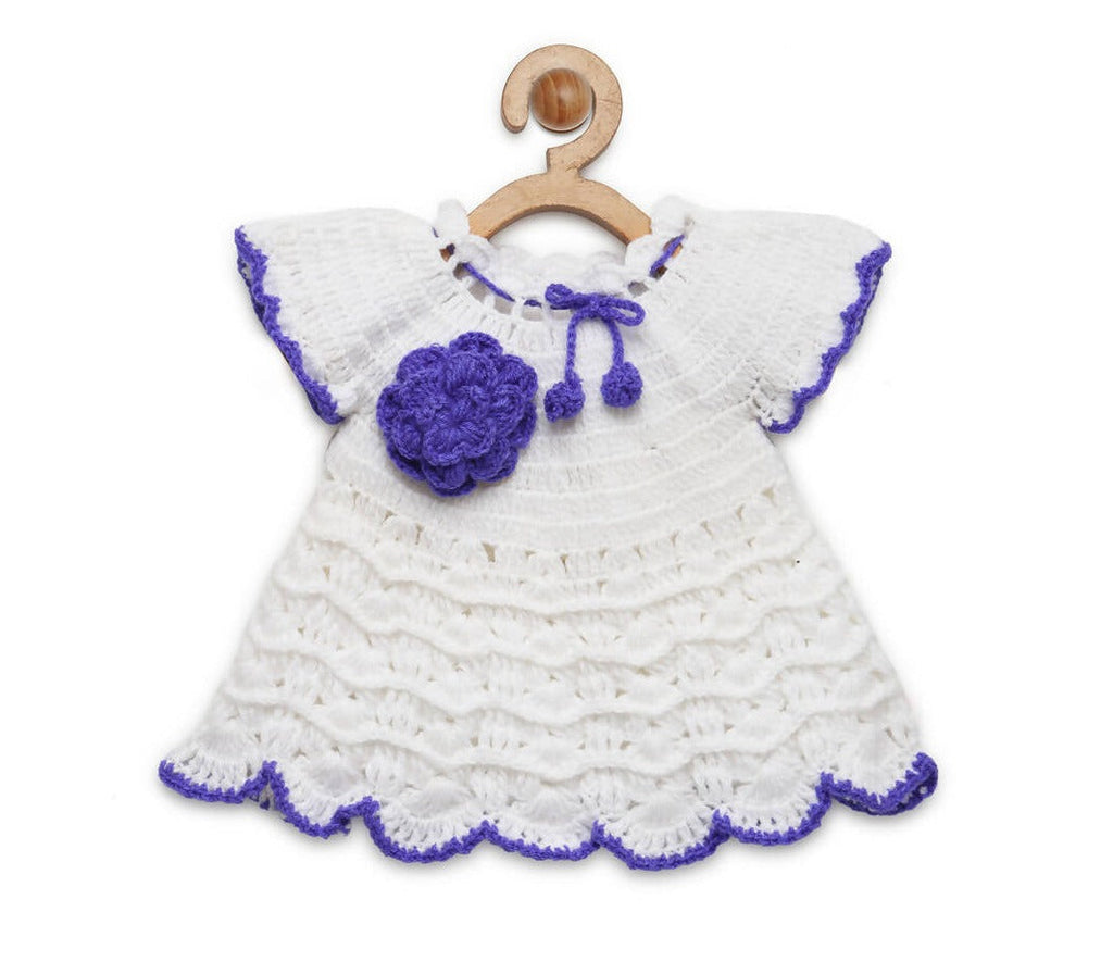 Chutput Kids Cute Design White Coloured Solid Frock | Grocsy