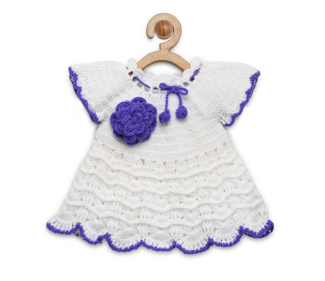 Chutput Kids Cute Design White Coloured Solid Frock | Grocsy