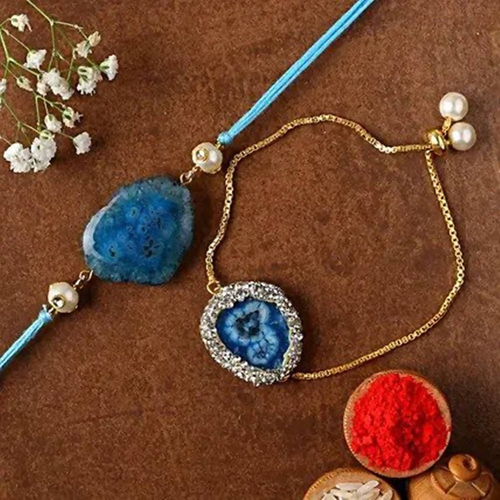 Ferns N Petals Pretty Stone Lumba Rakhi Designer Set | Grocsy