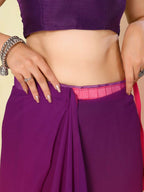 Purple Georgette Pedding Color Printed Ready To Wear Saree - Aalaya | Grocsy