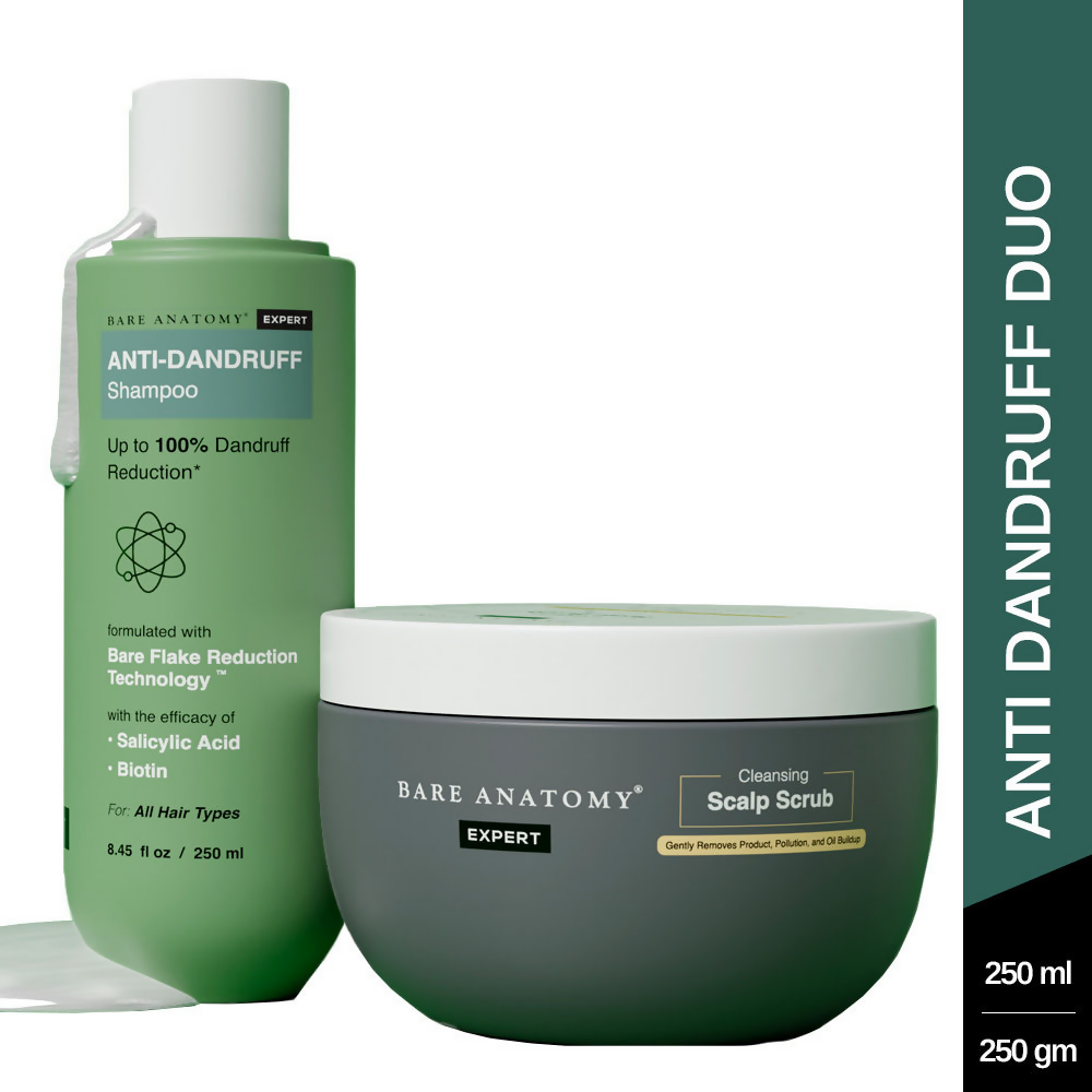 Bare Anatomy Expert Scalp Scrub & Anti Dandruff Shampoo Duo | Grocsy