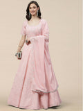 Pink Georgette Thread with Sequins Embroidered work Lehenga Choli with Dupatta - Jivika | Grocsy