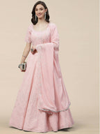 Pink Georgette Thread with Sequins Embroidered work Lehenga Choli with Dupatta - Jivika | Grocsy