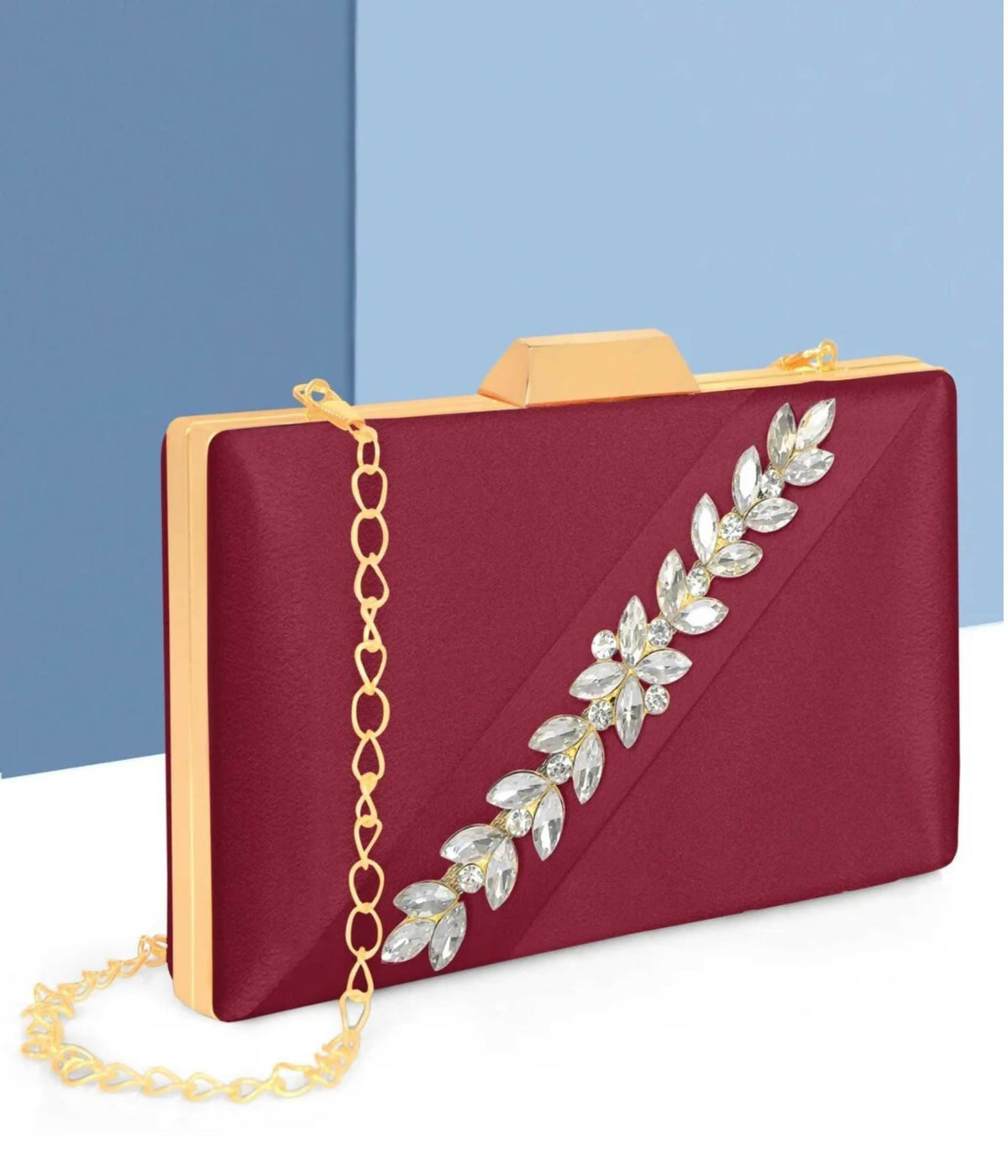 Joban Fashion Luxurious Satin Evening Clutch With Detachable Chain Strap - Pink | Grocsy