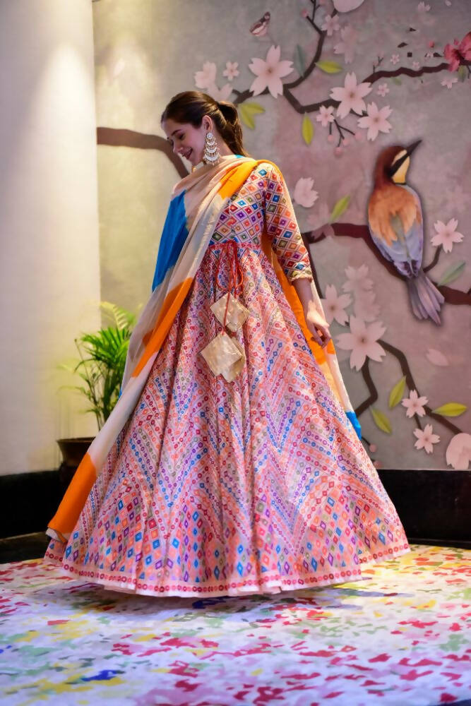 Partywear Designer Blue Pure Maslin Gown - Anbazaar | Grocsy