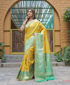 Vamsee Madhavi Yellow Soft Silk Saree | Grocsy