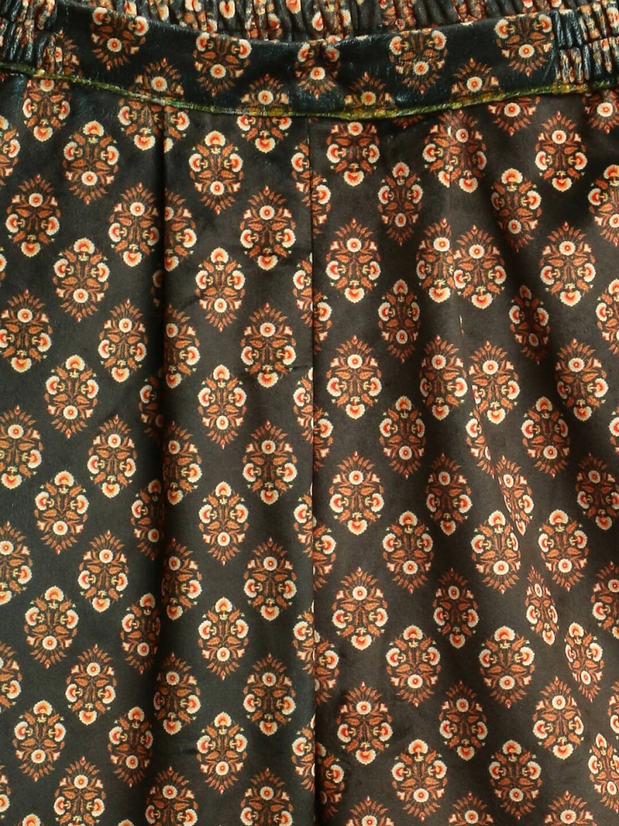 Ahalyaa Mustard Color Digital Print Velvet kids Kurta Palazzo Set For Girls | Grocsy