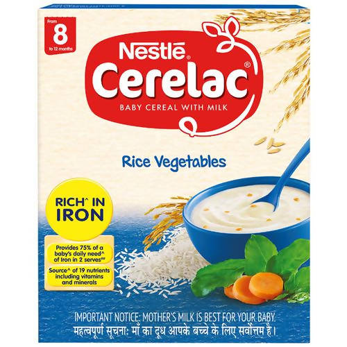 Nestle Cerelac Baby Cereal with Milk - Rice Vegetables, From 8 to 12 Months | Grocsy
