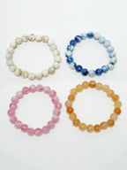 NVR Men & Women Set of 4 Artificial Beads-Beaded Evil Eye Elasticated Bracelet | Grocsy
