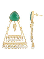 Joban Fashion Women Green Stone Matte Gold Earrings | Grocsy