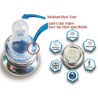 Goodmunchkins Stainless Steel Feeding Bottle with Anti Colic Silicone Nipple/Bottle Cleaning Nylon Brush (75ml, Blue) | Grocsy