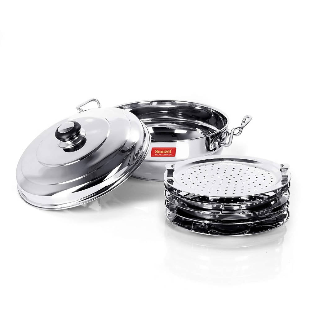Sumeet Stainless Steel Kadhai Set with Lid and 5 Plates | Grocsy