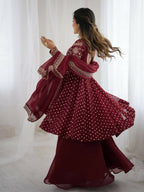 Teeya Creation Maroon Color Embroidery Work Wedding Wear Salwar Suit | Grocsy