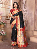 Joban Fashion Paithani Black Woven Soft Silk Saree | Grocsy
