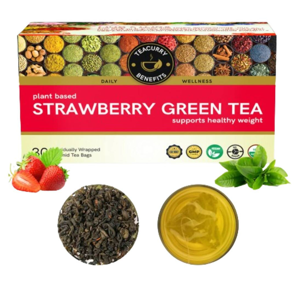 Teacurry Strawberry Green Tea Bags | Grocsy
