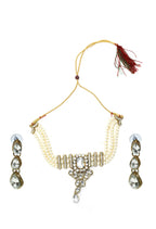 Mominos Fashion Johar Kamal Gold-Polished Brass Finish Kundan/Stone Choker For Women (White) | Grocsy