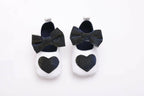 Tiny Bugs Girls Heart Bow Detailing Booties - White & Black | Grocsy
