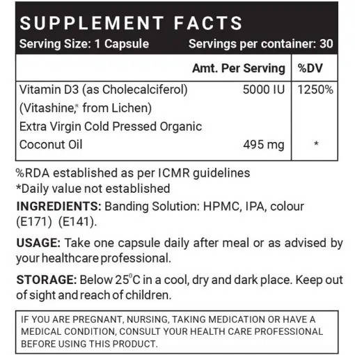 Inlife Vitamin D3 5000 IU Capsules Without Gelatin | Grocsy