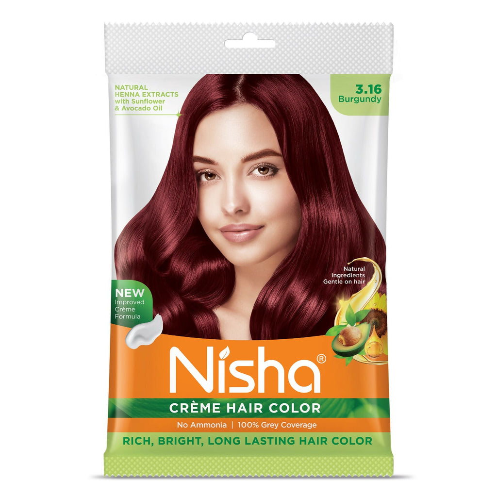 Nisha Creme Hair Color for Women - Burgundy | Grocsy