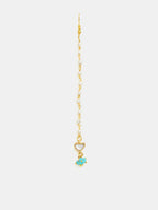 Ruby Raang Semi-Circle Gold Blue Earrings Set With Maang Tikka | Grocsy